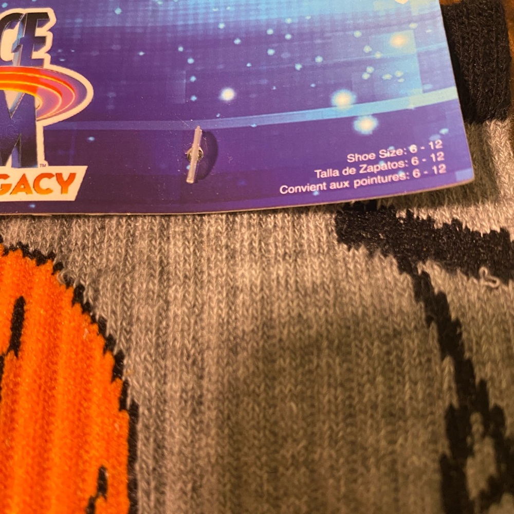 Space Jam Tube Socks Black and Gray 2 Pair - Picture 3 of 3